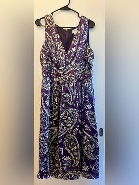 Spiegel Purple and White Paisley Women’s Formal Dress SZ 14 Fall *Bundle